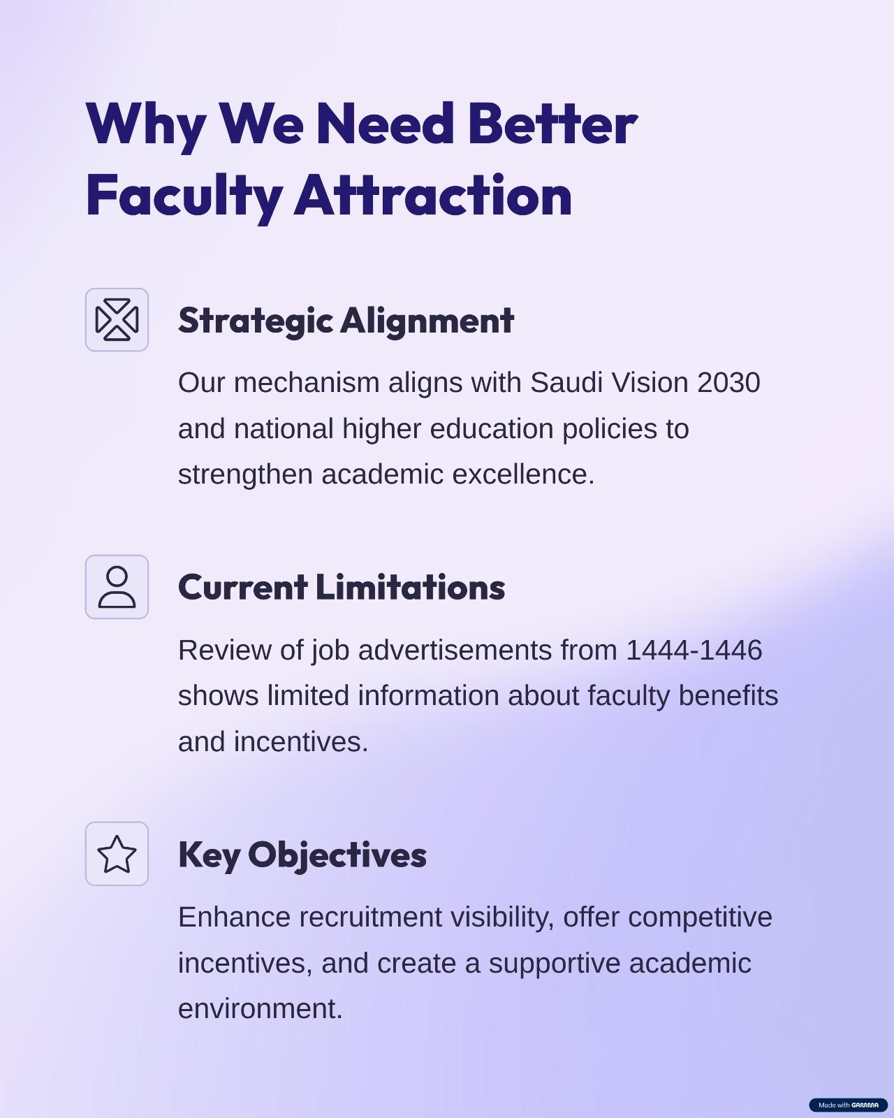 Mechanism for attracting faculty members to the College of Nursing
